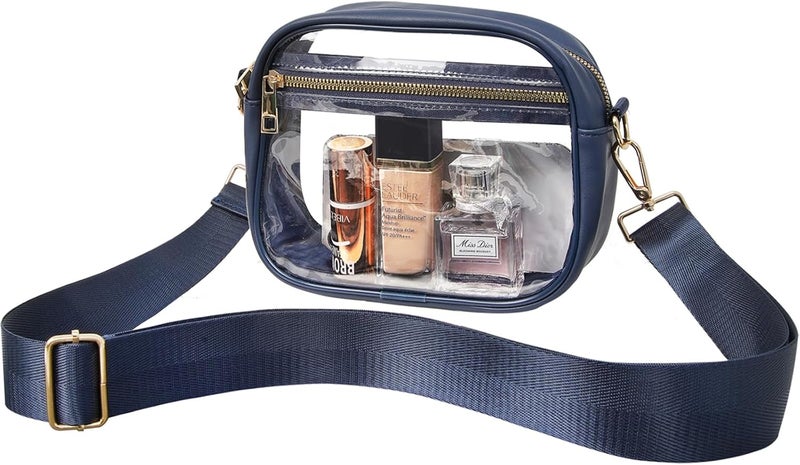 Fibrdoo Clear Bag Stadium Approved, Leather Clear Crossbody Purse Bag for Concerts Sports Events Festivals - Image 1